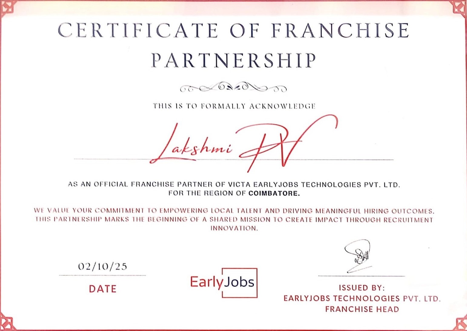 Coimbatore Certificate